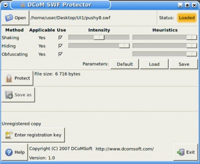 DCoM SWF Protector for Linux 1.0 screenshot