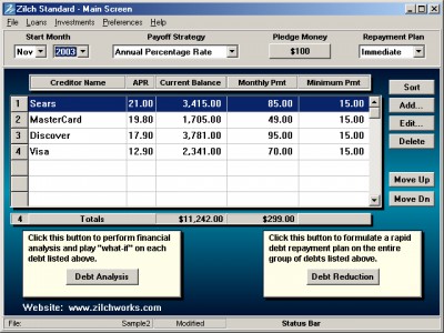 Debt Reduction - Zilch Standard 4.0 screenshot