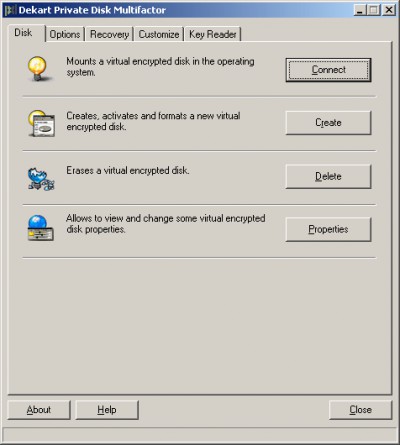 Dekart Private Disk Multifactor 2.00 screenshot