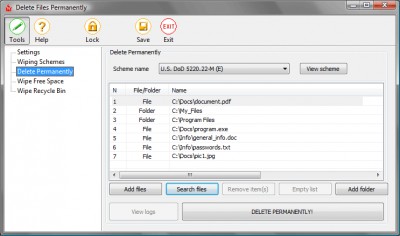 Delete Files Permanently (File Shredder) 3.0 screenshot