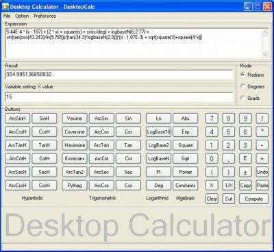 Desktop calculator - DesktopCalc 2.1.7 screenshot