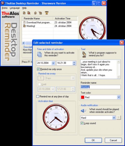 Desktop Reminder 2.0 screenshot
