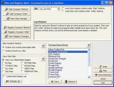 Disk and Registry Alert 2.14f screenshot