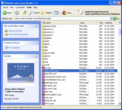 DiskInternals Linux Reader 1.1 screenshot