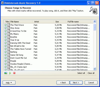 DiskInternals Music Recovery 2.0 screenshot