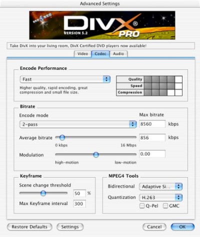 DivX Pro Video Bundle for Mac OSX 5.2 screenshot