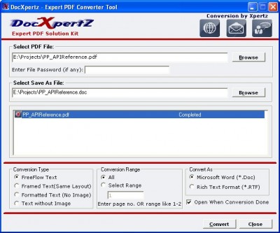 DocXpertz - Expert PDF Converter 2007 screenshot