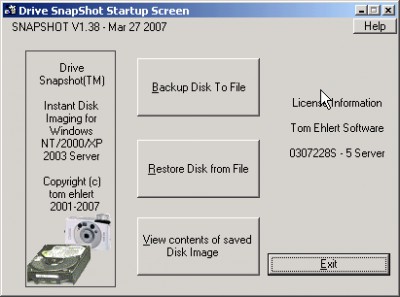 Drive Snapshot 1.44 screenshot