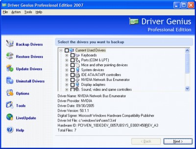 Driver Genius Professional Edition 2007 7.1.0.622 screenshot