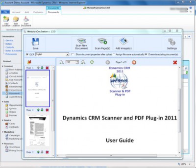 Dynamics CRM Scanner and PDF Plug-in 1.0.3 screenshot