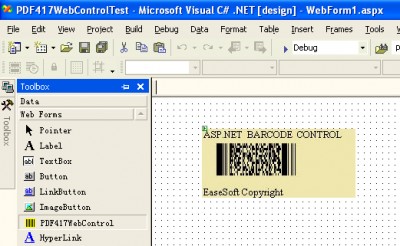 EaseSoft PDF417 Barcode ASP.NET Control 3.5.0 screenshot