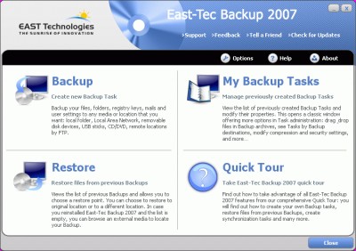 East-Tec Backup 2007 1.2 screenshot
