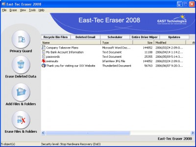 East-Tec Eraser 2008 8.9.3 screenshot