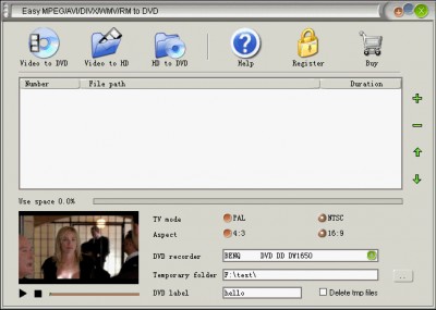 Easy MPEG/AVI/DIVX/WMV/RM to DVD 2.5.11 screenshot