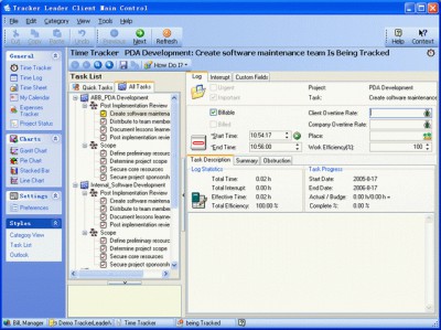 Easy Tracker Pro-e time tracking suite 2.1 screenshot