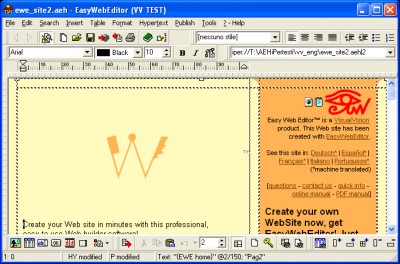 Easy Web Editor Fran?ais - cr?er un site Web 2006.21.20 screenshot