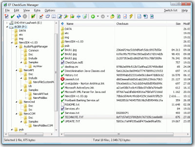 EF CheckSum Manager 22.03 screenshot