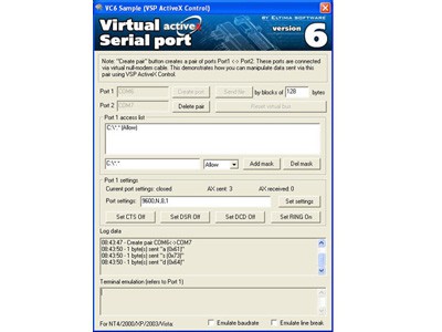 Eltima Virtual Serial Port AX Control 7.1 screenshot