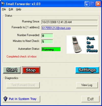 Email Forwarder 2.05 screenshot