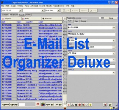 EMail List Organizer Deluxe 4.11 screenshot