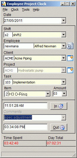 Employee Project Clock 7.32 screenshot