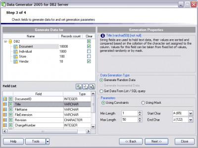 EMS Data Generator 2005 for DB2 2.3 screenshot