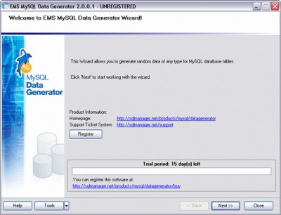 EMS Data Generator 2005 for MySQL 2.3 screenshot