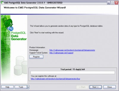 EMS Data Generator 2005 for PostgreSQL 2.3 screenshot