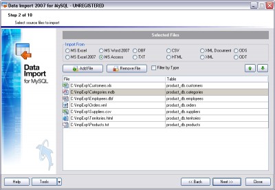 EMS Data Import 2007 for MySQL 3.0 screenshot