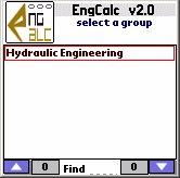 EngCalc(Hydraulic )- Palm OS Calculator 2.0 screenshot