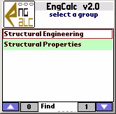 EngCalc(Structural)- PalmOS Calculator 2.0 screenshot