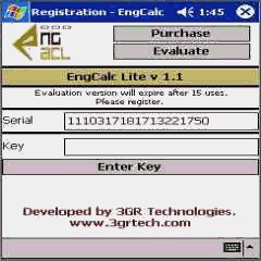 EngCalcLite(Fluid Mchanics) - PocketPC Calculator 1.1 screenshot