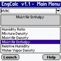 EngCalcLite(HVAC)  - Palm Calculator 1.1 screenshot