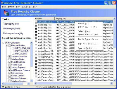 Eusing Free Registry Cleaner 4.6 screenshot