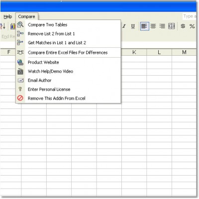 Excel Compare Data in Two Tables Software 7.0 screenshot