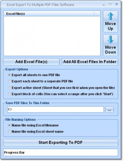 Excel Export To Multiple PDF Files Software 7.0 screenshot