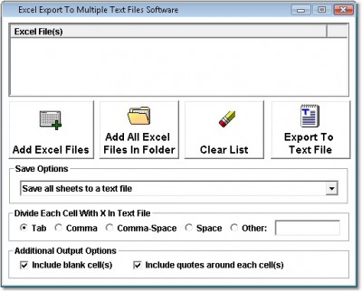 Excel Export To Multiple Text Files Software 7.0 screenshot