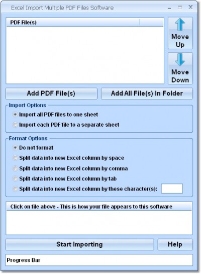 Excel Import Multiple PDF Files Software 7.0 screenshot