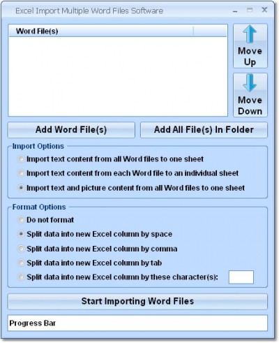 Excel Import Multiple Word Files Software 7.0 screenshot