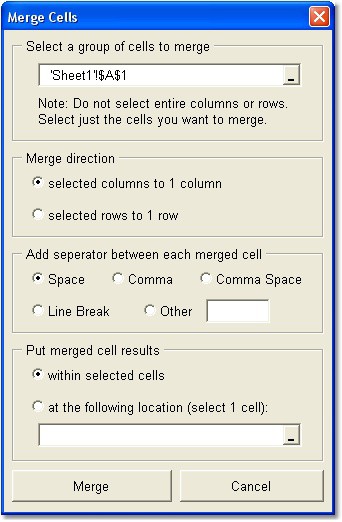 Excel Join Multiple Cells Into One Software 7.0 screenshot
