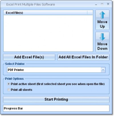 Excel Print Multiple Files Software 7.0 screenshot