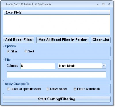 Excel Sort & Filter List Software 7.0 screenshot