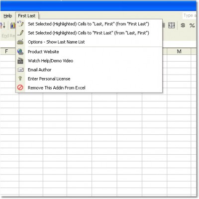 Excel Switch First Last Name Order Software 7.0 screenshot