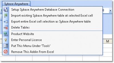 Excel Sybase Anywhere Import, Export & Convert Sof 7.0 screenshot