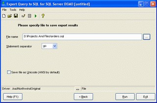 Export Query to SQL for SQL server 1.08.00 screenshot