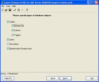 Export Schema to SQL for SQL Server 1.08.00 screenshot