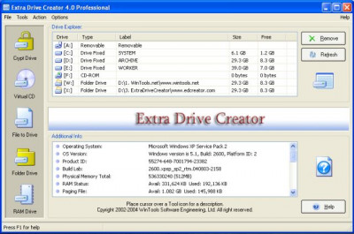Extra Drive Creator Professional 17.1 screenshot