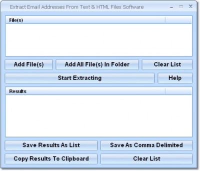 Extract Email Addresses From Text & HTML Files Sof 7.0 screenshot