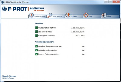 F-PROT Antivirus for Windows 6.0.9.6 screenshot