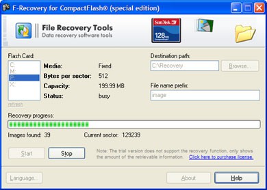 F-Recovery for CompactFlash 2.1 screenshot